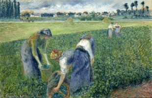 Pintura mostrando camponeses trabalhando numa plantação