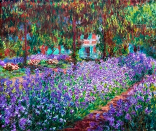 Pintura mostrando um jardim florido
