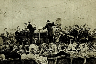 Imagem antiga de uma orquestra no início do século XX