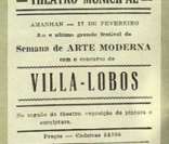 Cartaz anunciando a apresentação de Villa-Lobos no último dia da Semana de 22