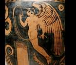 Eros, deus da mitologia grega, numa pintura de ânfora.