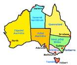 Austrália: divisão administrativa composta por 6 estados e 7 territórios