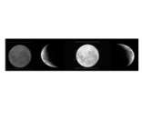Fotos mostrando as fases da Lua: nova, crescente, cheia e minguante