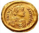 Imagem de Justiniano I numa moeda de ouro da época do seu governo