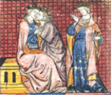 Homenagem: cerimônia entre o vassalo e seu suserano (iluminura do século XIV)