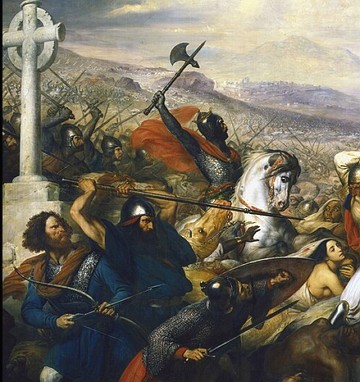 Batalha de Poitiers Pintura sobre a Batalha de Poitiers entre Francos e Mouros em 732