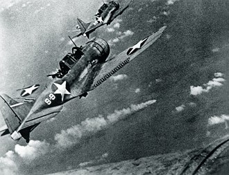 Avi&otilde;es durante a Batalha de Midway durante a Segunda Guerra Mundial