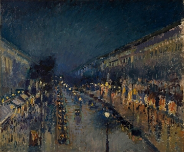 Pintura mostrando um boulevard a noite