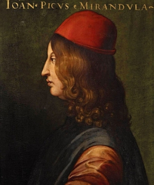 Retrato de perfil e colorido de Giovanni Pico della Mirandola