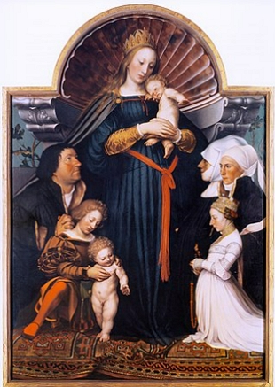 Pintura Madona de Darmstadt com crianças