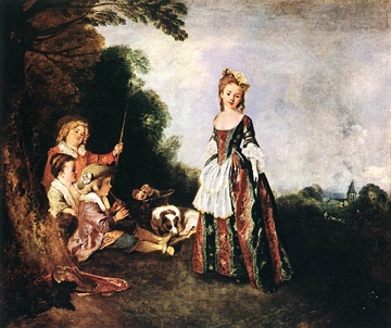 Pintura de crian&ccedil;as num bosque e uma mulher dan&ccedil;ando