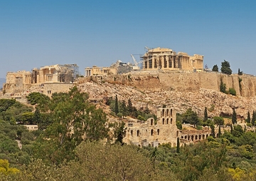 Vista das ru&iacute;nas da acr&oacute;pole de Atenas