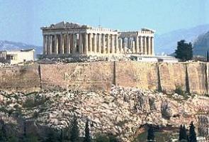 Foto das ruínas da Acrópole de Atenas