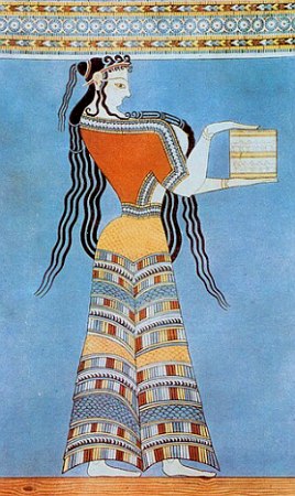 Afresco Micênico representando uma mulher numa oferenda religiosa
