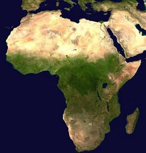 Visão aérea do continente africano