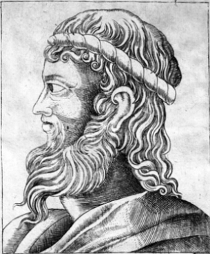 Ilustração do rosto de Anaximenes de Mileto