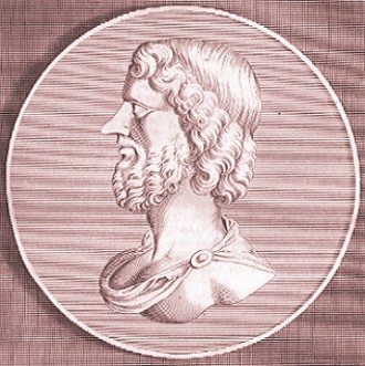 Aristipo de Cirene Ilustração mostrando o rosto de Aristipo de Cirene