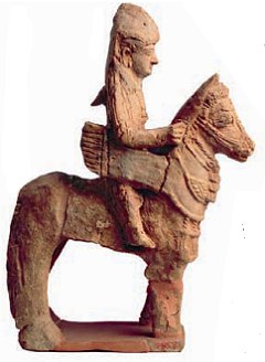 Estatueta em terracota de um cavaleiro fenício