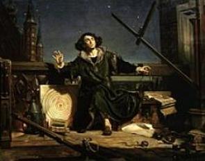 Astrônomo Copérnico conversando com Deus