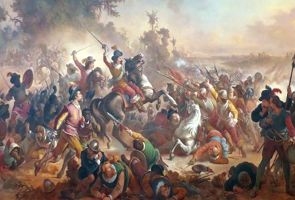 Pintura retratando a Batalha de Guararapes