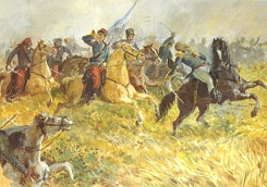 Imagem da Batalha do Passo do Rosário durante a Guerra da Cisplatina