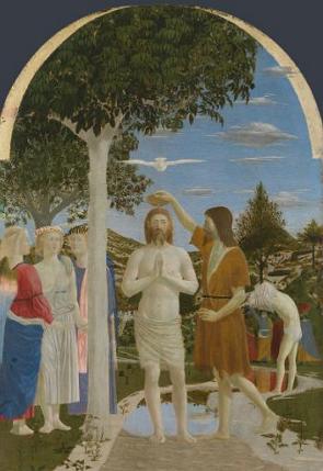 Pintura Batismo de Cristo de Piero de la Francesca