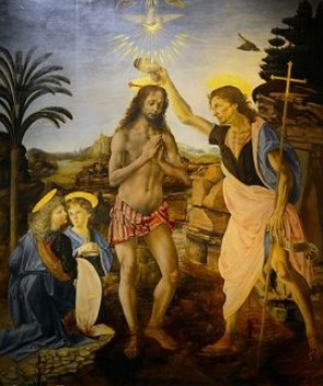 Pintura mostrando Jesus sendo batizado