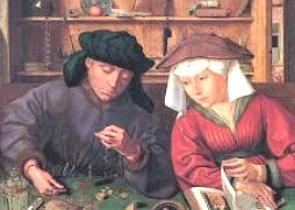 Imagem da Idade Média mostrando dois burgueses