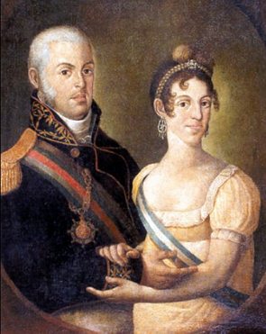 Retrato pintado de Carlota Joaquina com o rei D. João VI