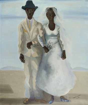 Casamento na roça Pintura de um casal com roupas de casamento