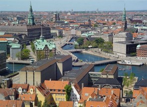 Vista aérea da região central da cidade de Copenhague