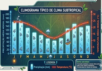 Climograma típico de região de clima subtropical Exemplo de um climograma típico de região de clima subtropical