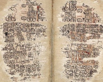 Imagem do Códice de Paris com texto da escrita maia