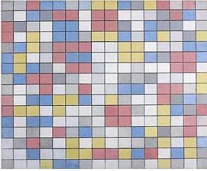 Composição em tabuleiro de damas com cores claras de Piet Mondrian