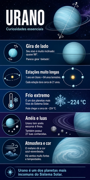 Infográfico com curiosidades sobre o planeta Urano Infográfico com curiosidades sobre o planeta Urano