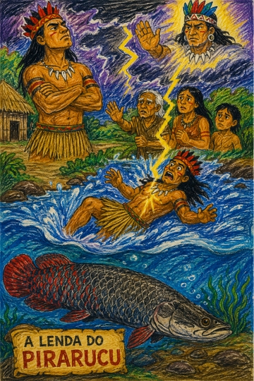 Desenho sobre a Lenda do Pirarucu