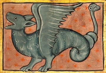 Dragão medieval Pintura medieval retratando um dragão