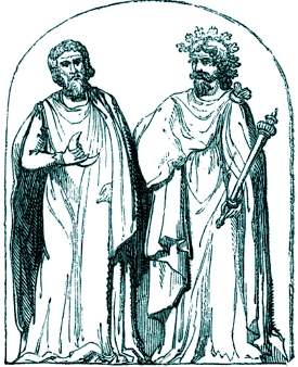 Desenho de dois homens usando túnicas