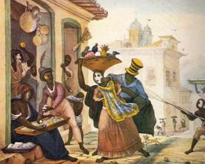 Pintura mostrando o entrudo no Brasil do século XIX