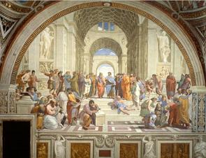 Pintura Escola de Atenas do pintor Rafael Sanzio