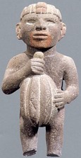 escultura asteca, agricultor com uma cacau