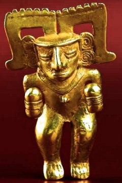 Escultura de ouro de um deus maia