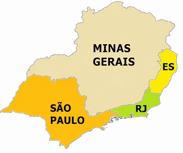 Mapa da região Sudeste do Brasil Mapa político da região Sudeste do Brasil