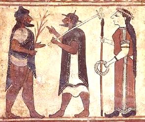 Pintura mostrando etruscos, povo da antiguidade da Europa