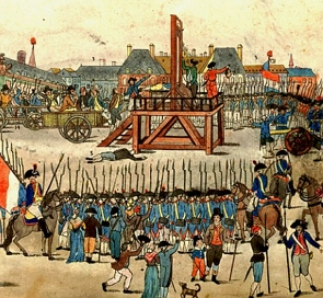Pintura mostrando a execução de Robespierre