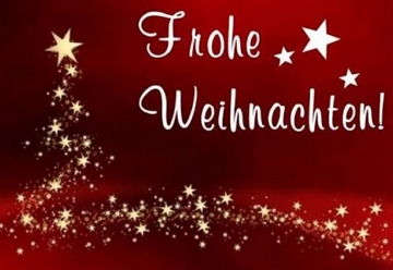 Frohe Weihnachten, Feliza Natal em Alemão Frohe Weihnachten, Feliz Natal em Alemão, árvore de natal e papai noel na carroagem