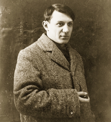 Pablo Picasso Foto de Pablo Picasso. Homem branco, jovem, de cabelos escuros e curto.
