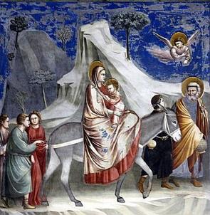 A Fuga para o Egito, pintura gótica de Giotto