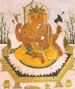 Pintura de Ganesha com quatro braços