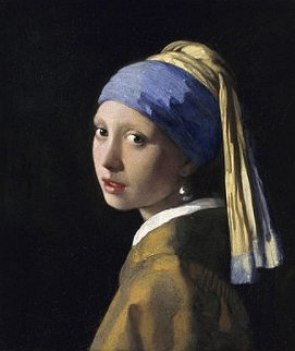 Pintura mostrando uma menina com um turbante na cabeça
